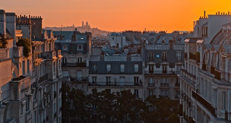 Drone aerial shot of rooftops, Paris, France. Filmed in 6K DNG RAW on DJI Inspire 2. Make the same color on your photo:...